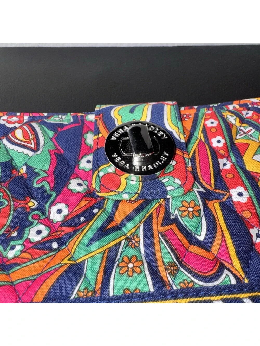 Vera Bradley Wallet Clutch Venecian Paisley Zip Around Blue Pink Floral Cotton